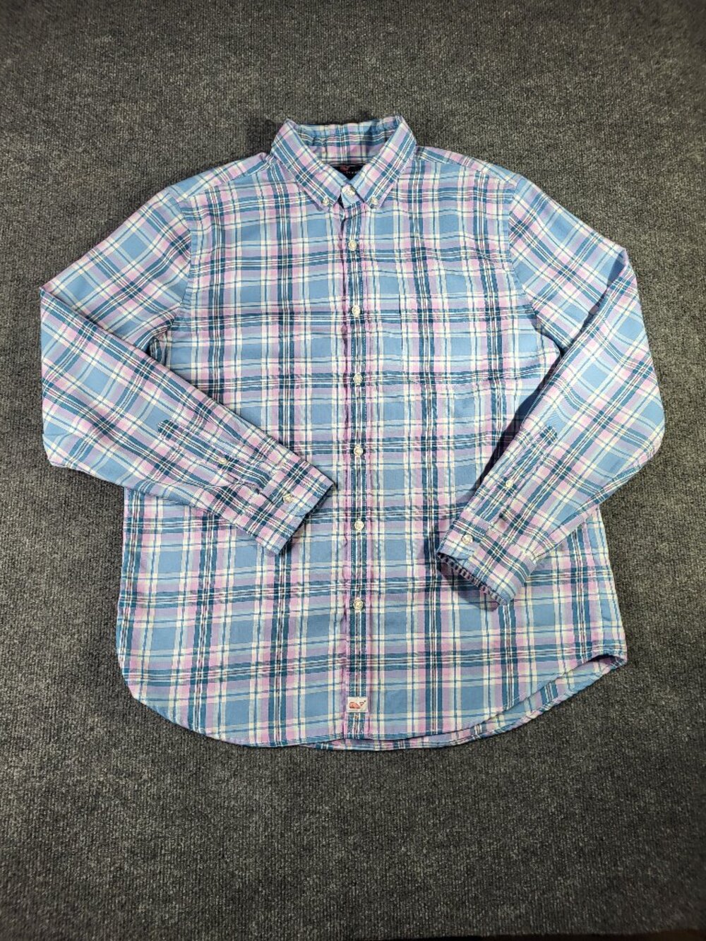 Vineyard Vines Men’s Large Performance Slim Fit Murray Blue Plaid Button Down